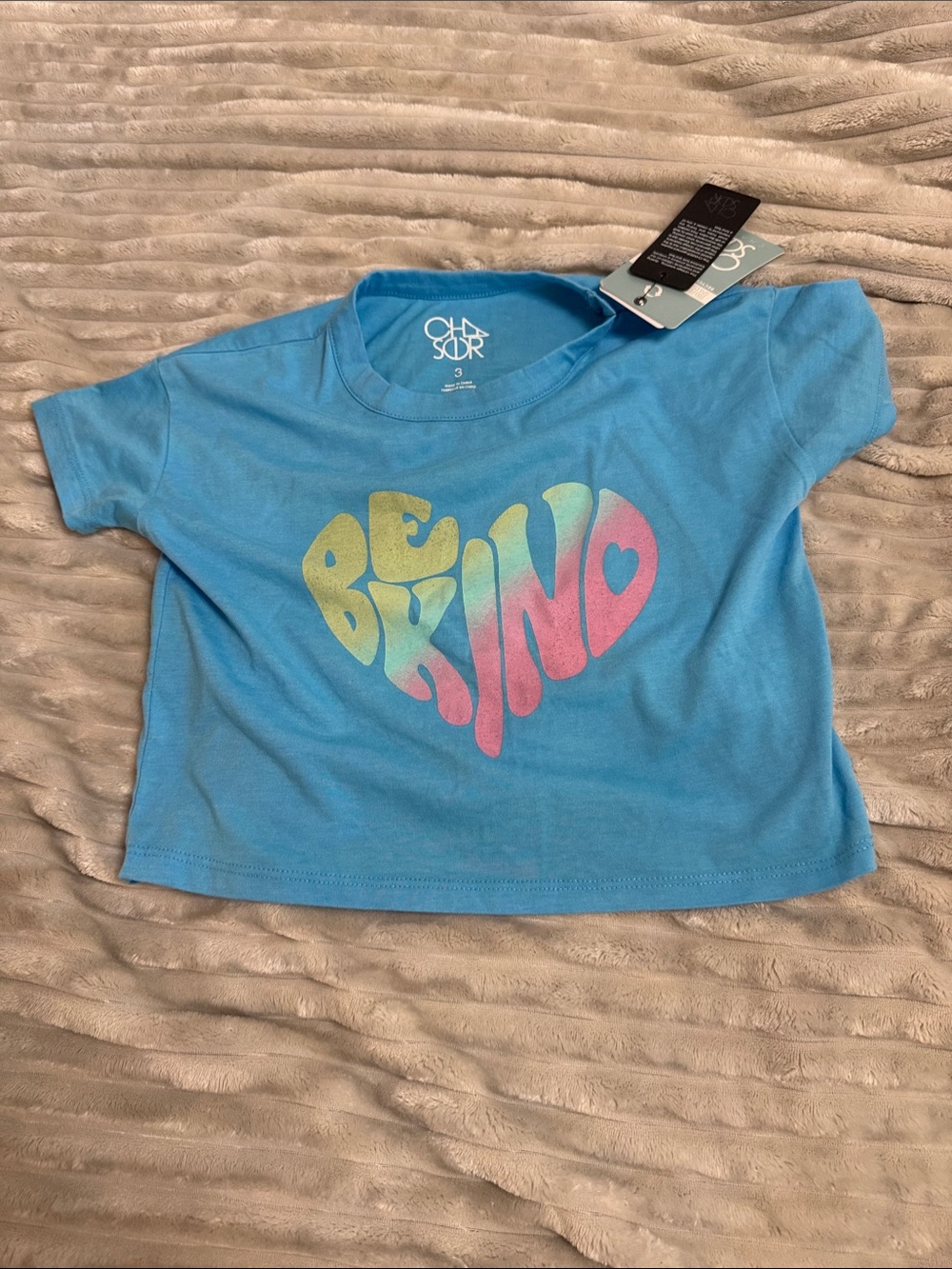 Chaser Kids Blue 'Be Kind' Gradient Heart Graphic Tee